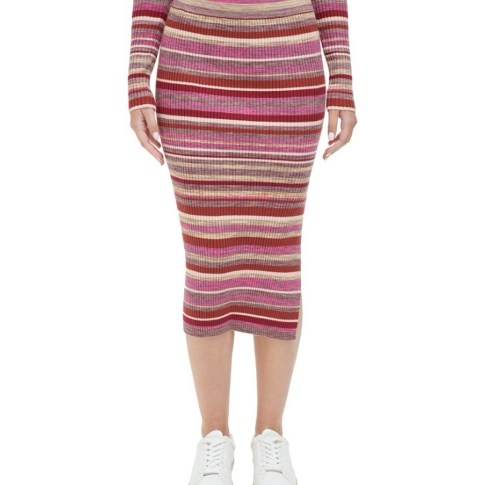 Calvin Klein Spacedye striped midi skirt NWT
